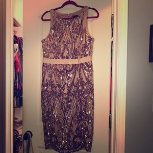 Adrianna Papell Rosegold Sequin Dress